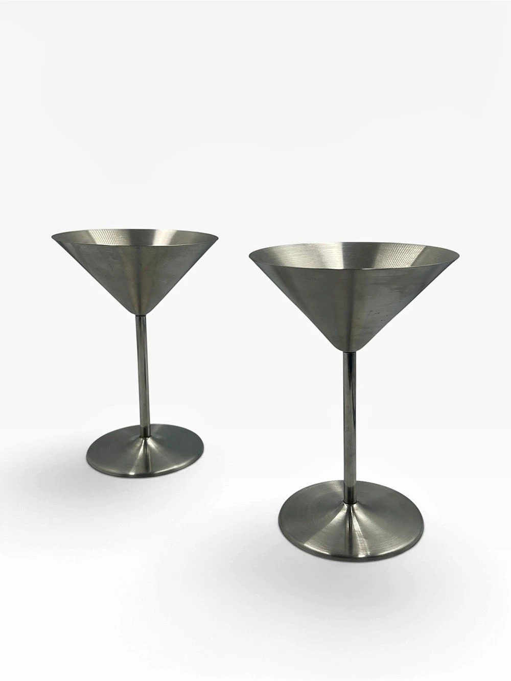 Oggi Stainless Steel Martini Glasses - Set of 2 Minimalist Metal Barware